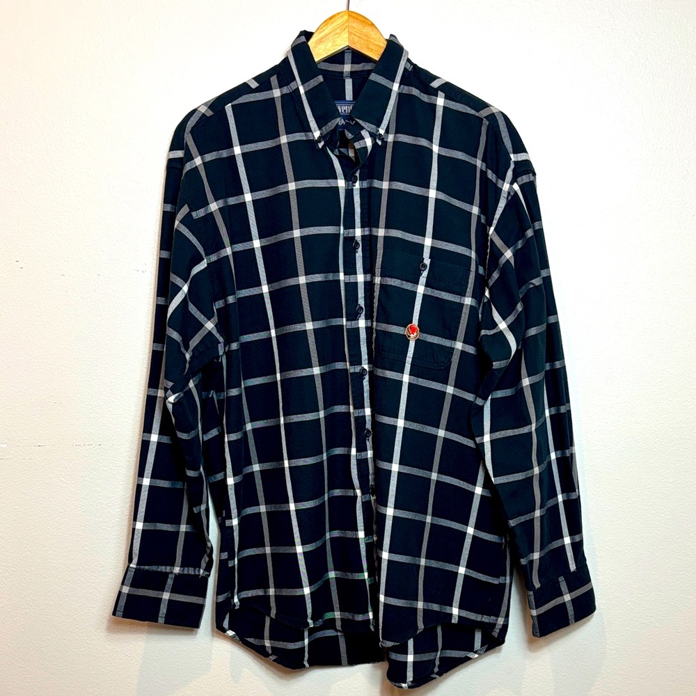 Wrangler Twenty X Long Sleeve Black and White Plaid Button Down Shirt XL
